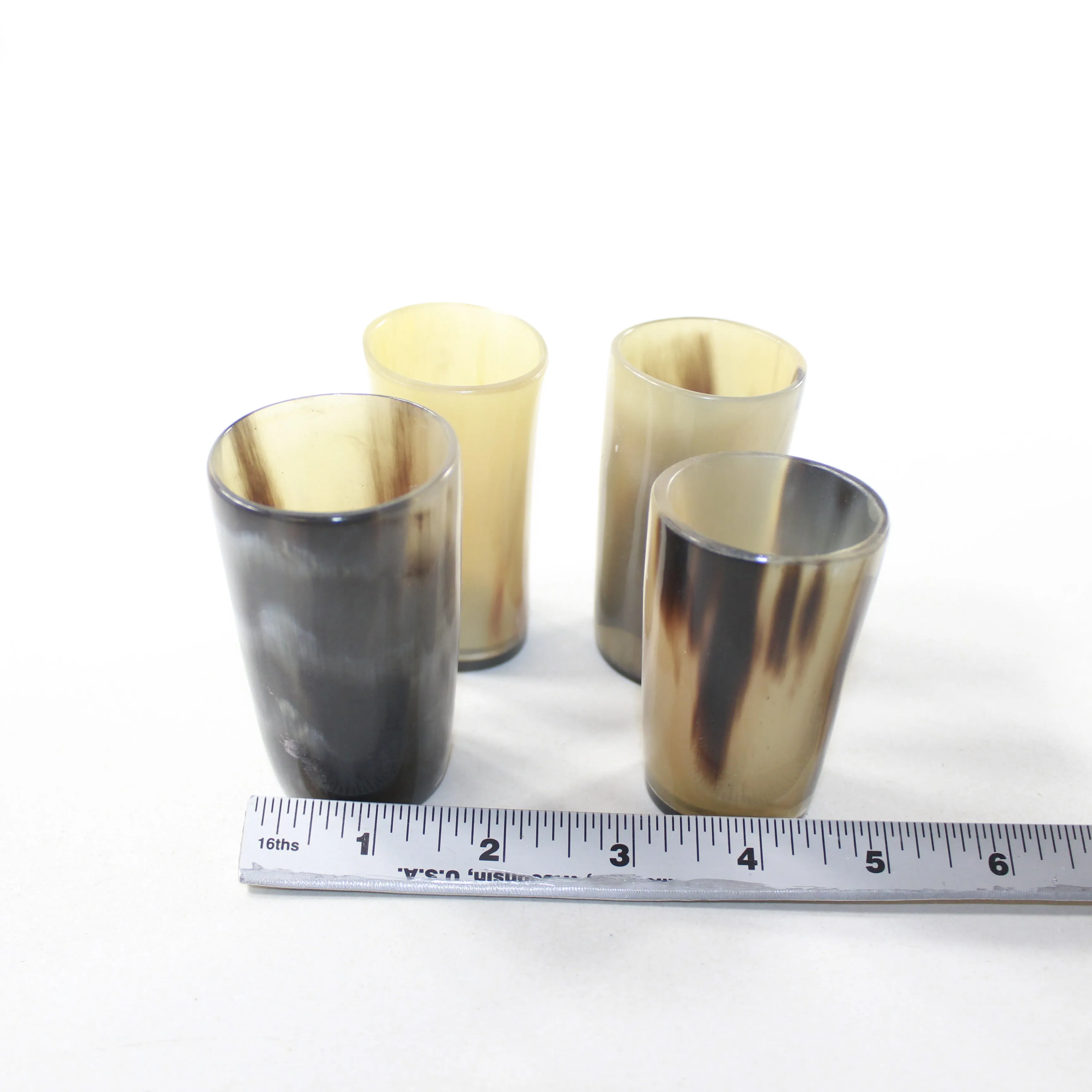 4 Horn Shot Glasses #412d Natural Colored