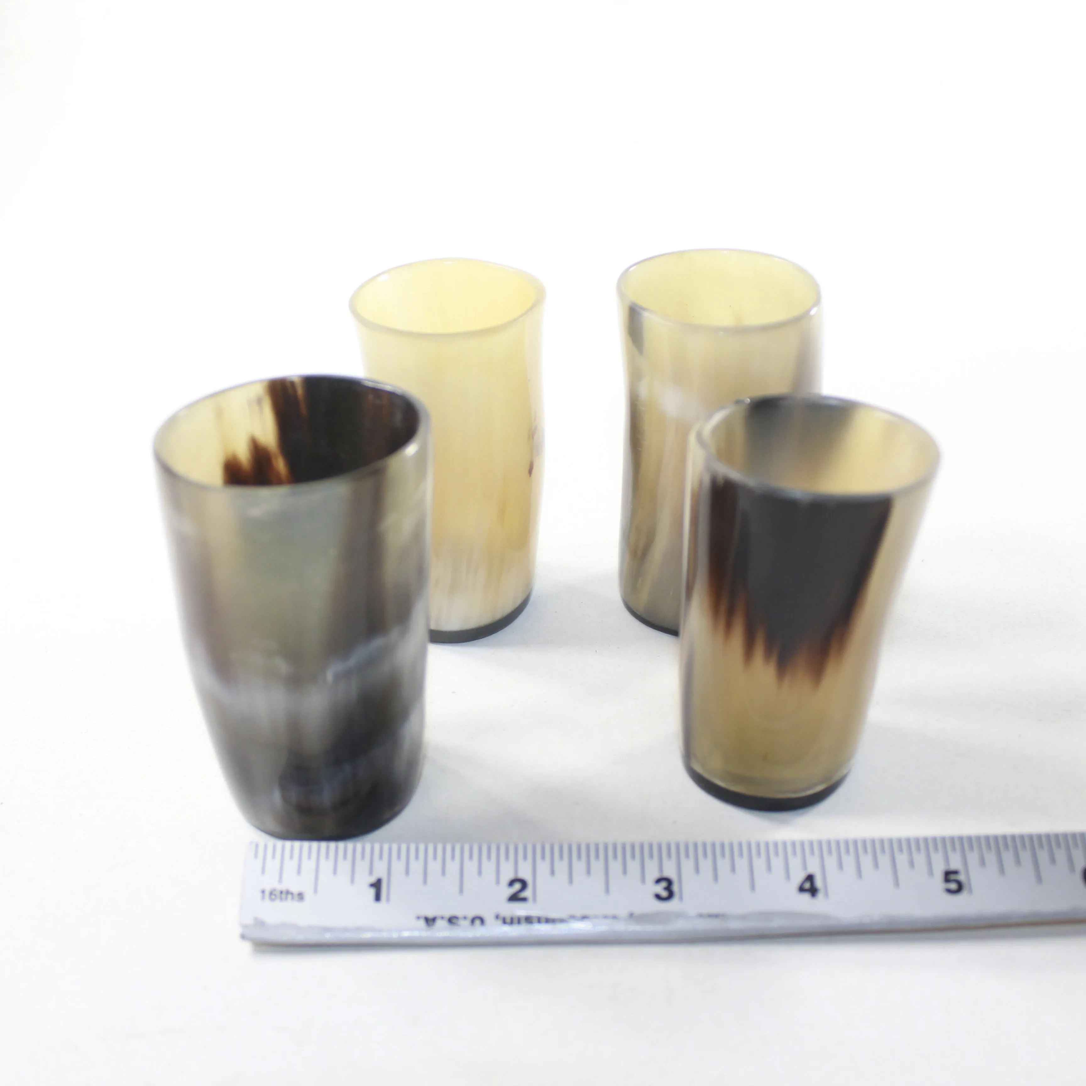 4 Horn Shot Glasses #412d Natural Colored