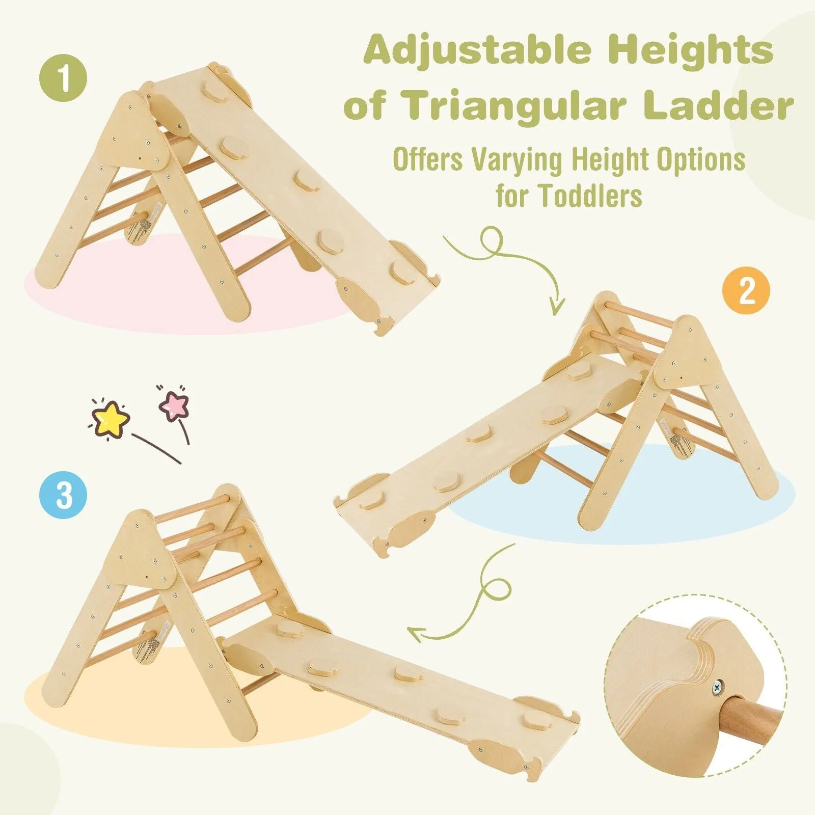 6-in-1 Children's Eco Wood Climbing Frame | Montessori Pikler Set | Arch | Rocker | Slide | Climbing Triangle | Den