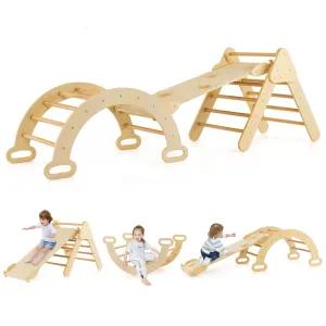 6-in-1 Children's Eco Wood Climbing Frame | Montessori Pikler Set | Arch | Rocker | Slide | Climbing Triangle | Den
