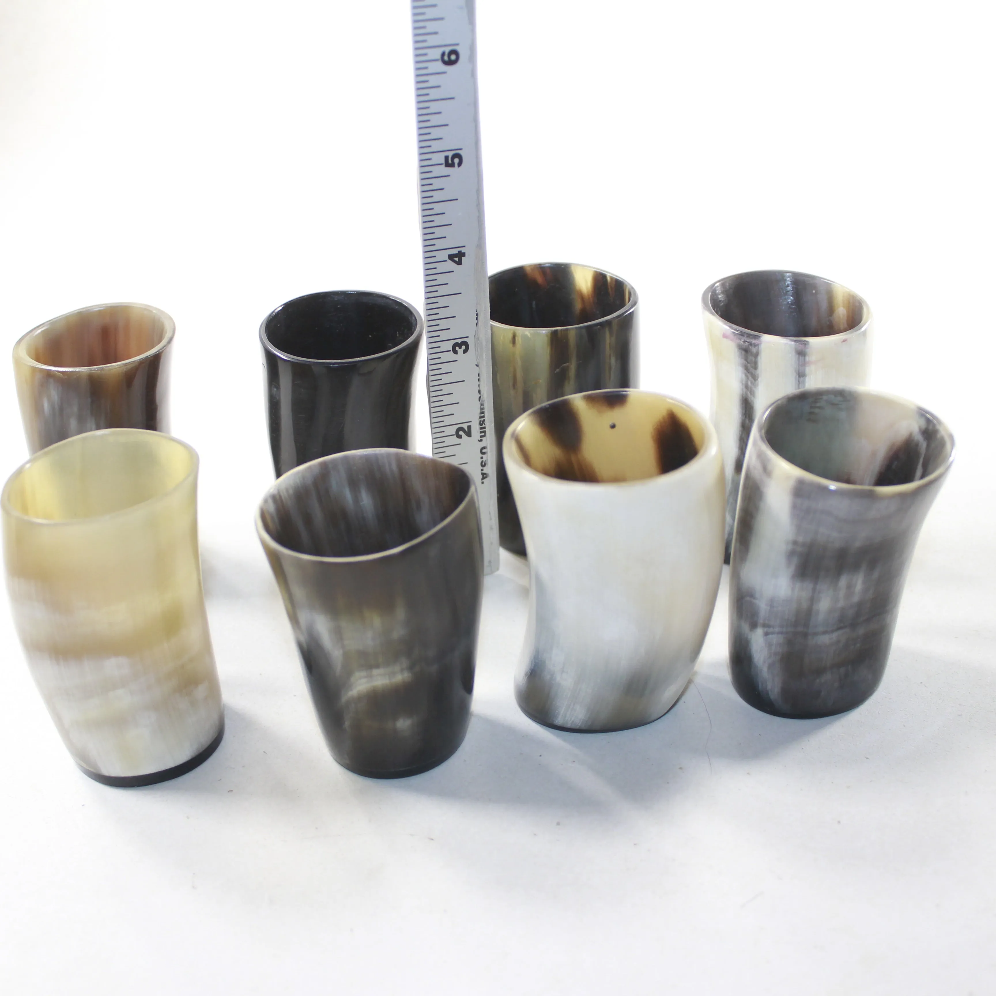 8 Horn Shot Glasses #6531 Natural Colored