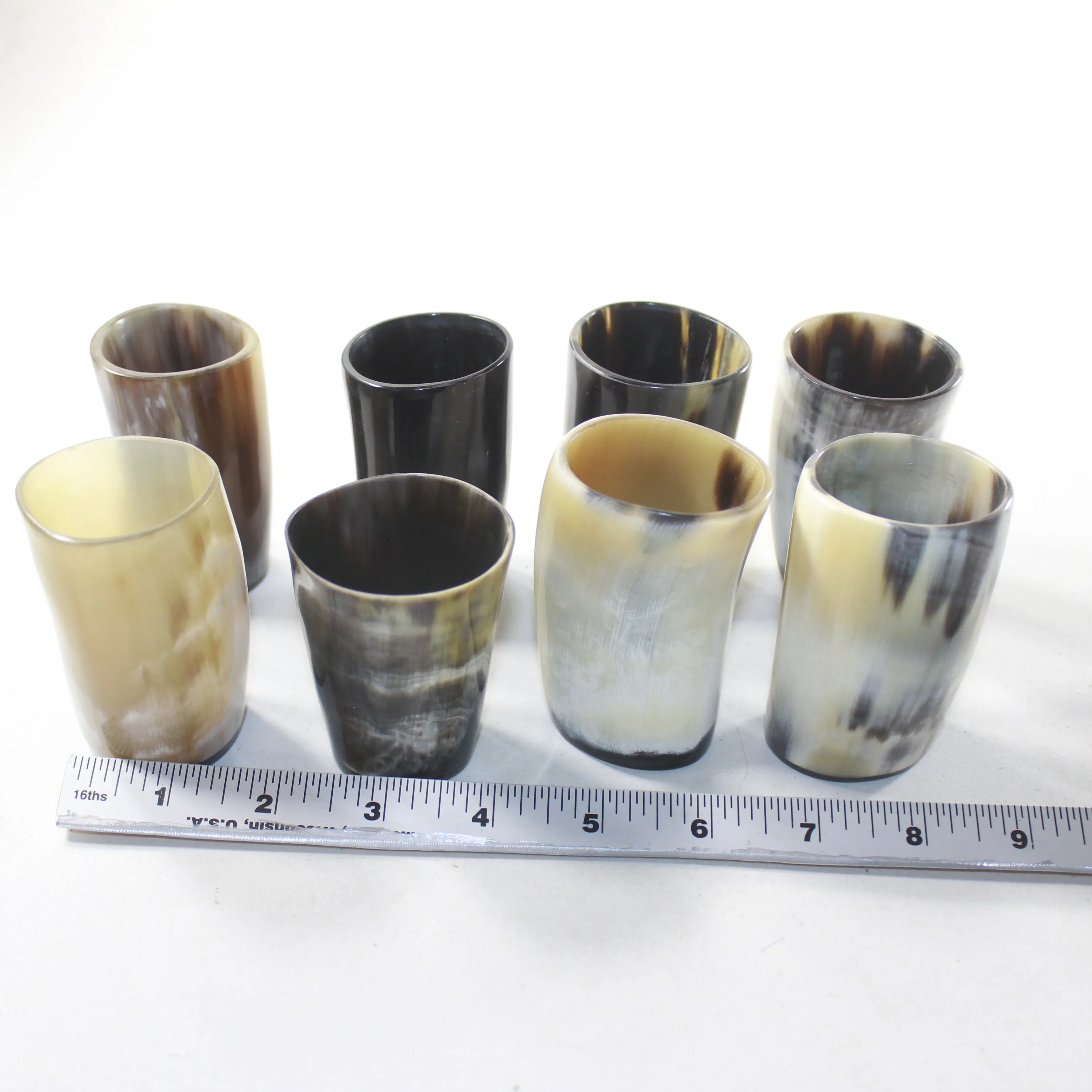8 Horn Shot Glasses #6531 Natural Colored