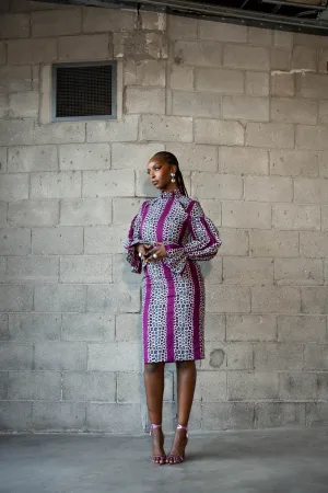 ADE African Print Mock Neck Midi Dress