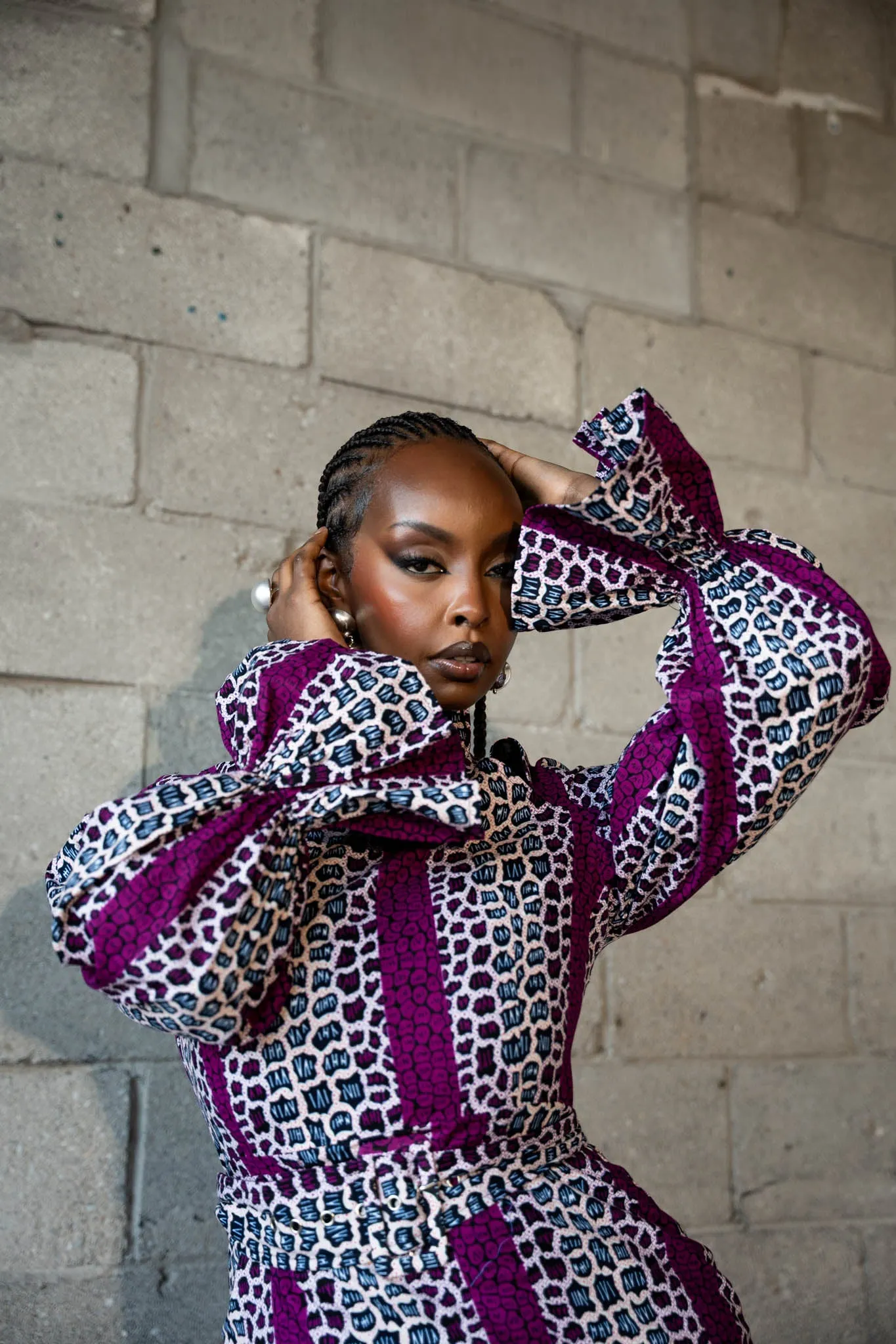 ADE African Print Mock Neck Midi Dress