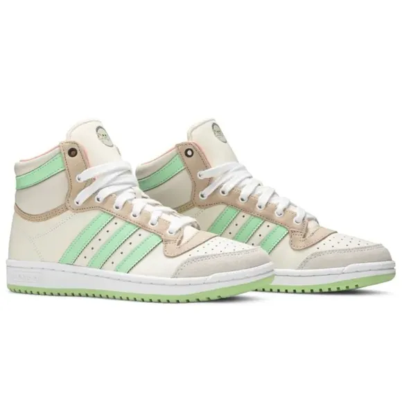 Adidas High-Top Sneakers in Cream and Green