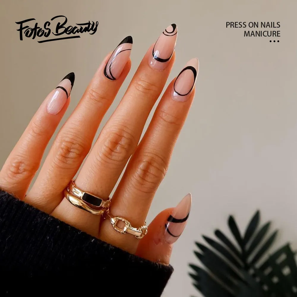 Almond pink black French lines
