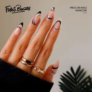 Almond pink black French lines