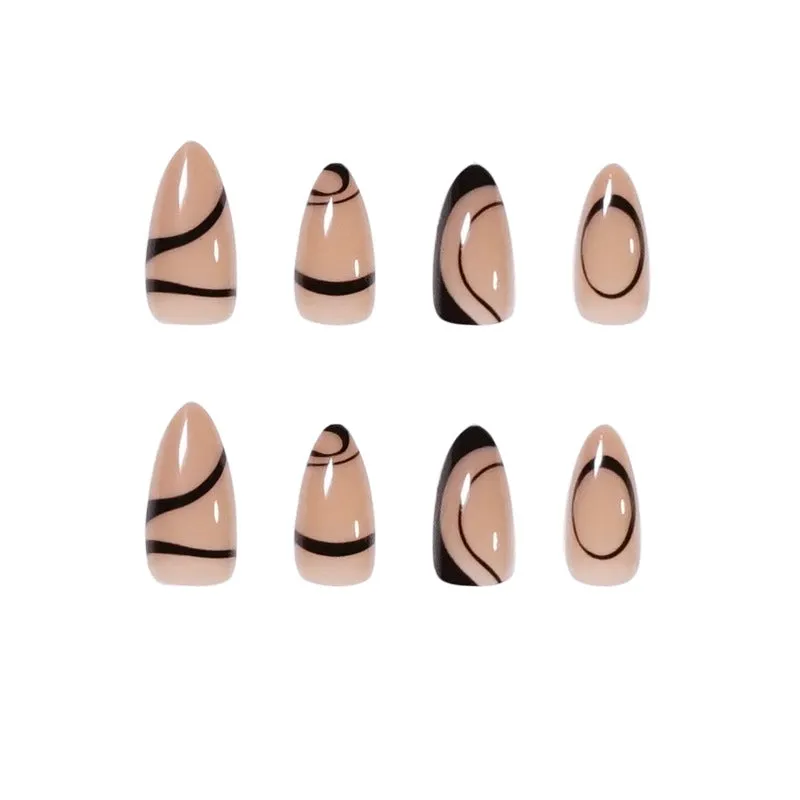 Almond pink black French lines