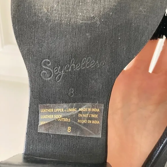 Anthropologie Seychelles Woven Black Leather Low Heels Sz 8