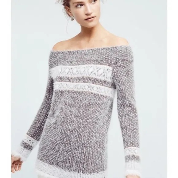 Anthropologie Sleeping On Snow FAROE Soft Fair Isle  Wool Sweater Size Large