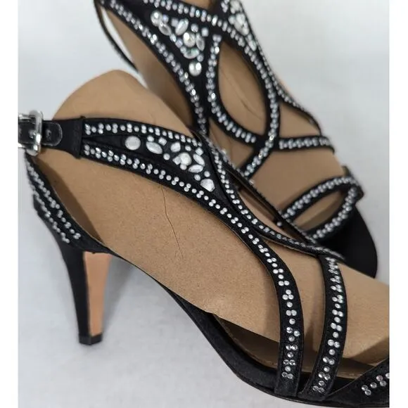 Antonio Melani strappy heels 8.5M Rhinestones and satin in Perfect condition