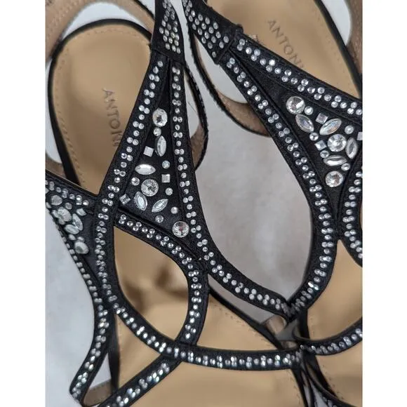 Antonio Melani strappy heels 8.5M Rhinestones and satin in Perfect condition