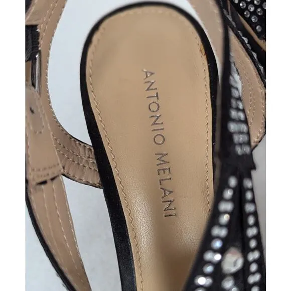 Antonio Melani strappy heels 8.5M Rhinestones and satin in Perfect condition