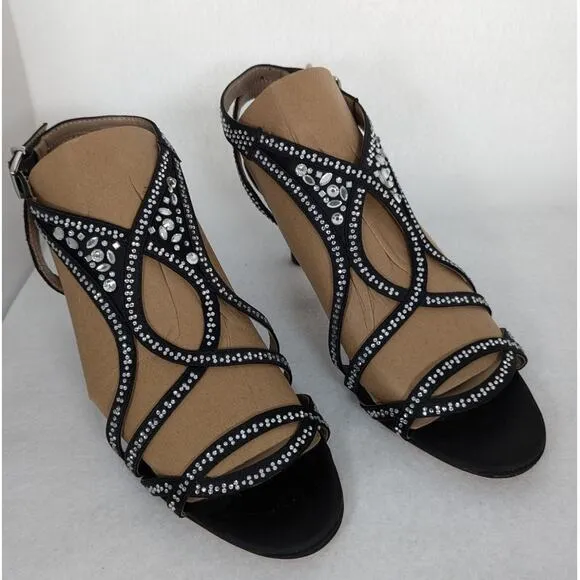 Antonio Melani strappy heels 8.5M Rhinestones and satin in Perfect condition