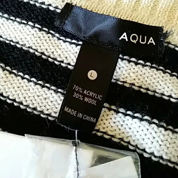 Aqua Wool Blend Stripped Fair Isle Sweater Sz L NWT