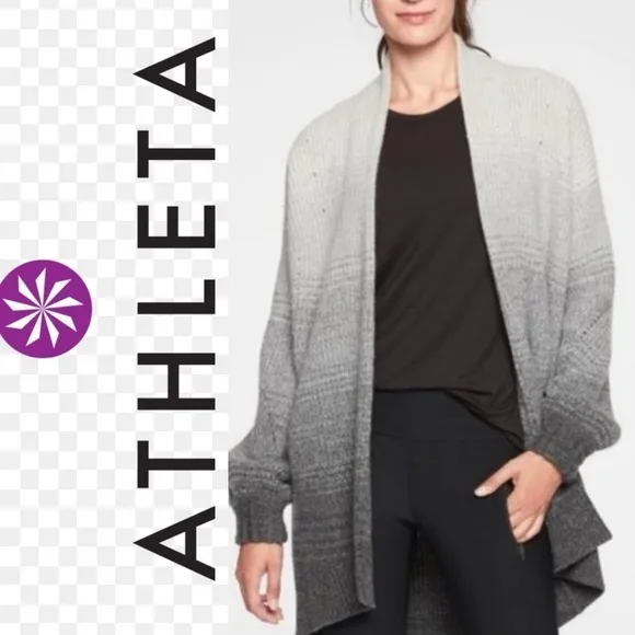 Athleta Lucca Ombré Wool Cashmere Blend Cozy Oversized Cardigan Sweater