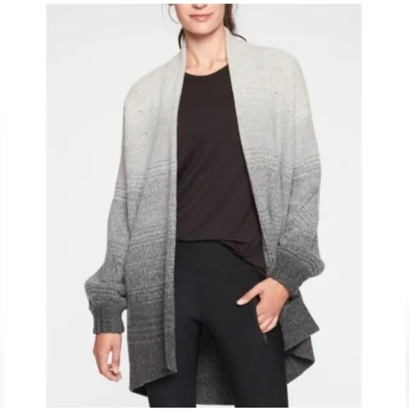 Athleta Lucca Ombré Wool Cashmere Blend Cozy Oversized Cardigan Sweater