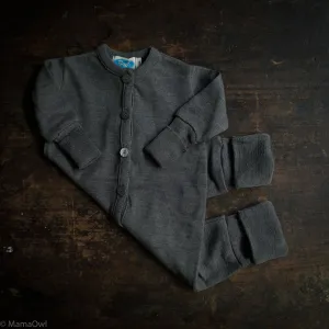Baby & Kids Merino Wool/Silk Terry Sleep Suit/Romper - Slate