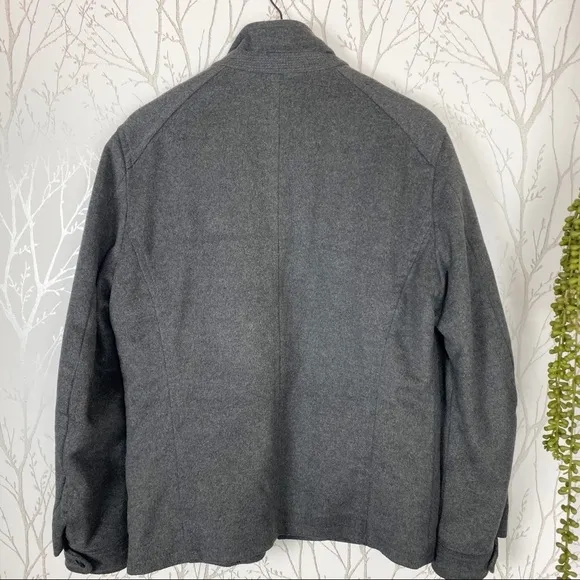 BANANA REPUBLIC Gray Wool Car Coat Medium 4 Pocket Zip-Up Winter Pea Coat
