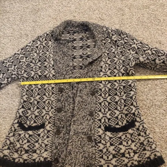 Banana Republic Womens Cardigan Sweater Alpaca &amp; Wool Blend Size M Blue White