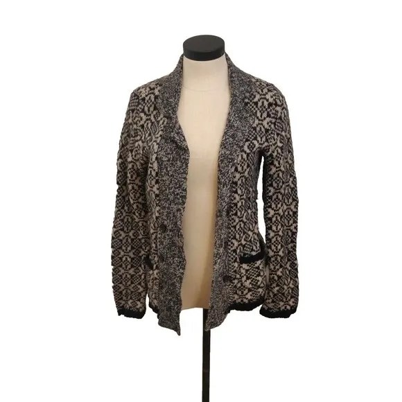 Banana Republic Womens Cardigan Sweater Alpaca &amp; Wool Blend Size M Blue White