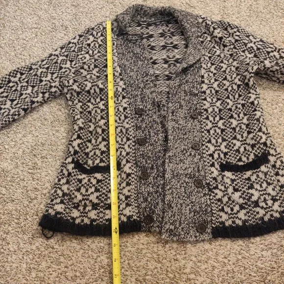Banana Republic Womens Cardigan Sweater Alpaca &amp; Wool Blend Size M Blue White