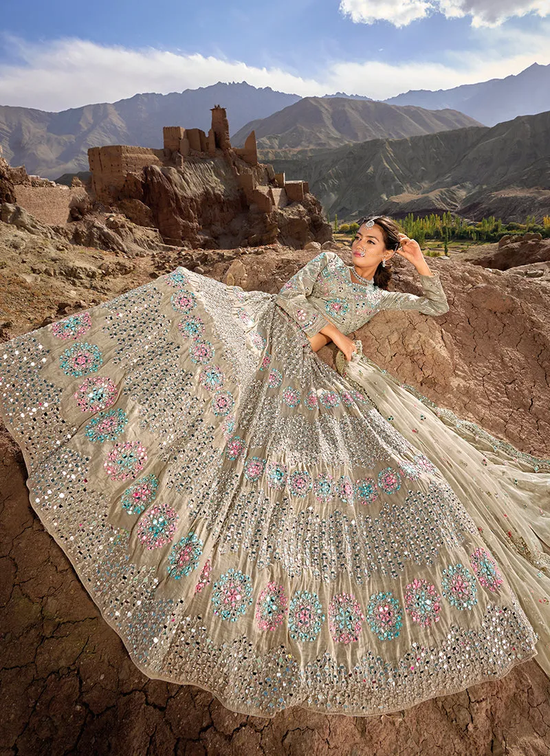 Beige Multi Handwork Embroidery Wedding Lehenga Choli