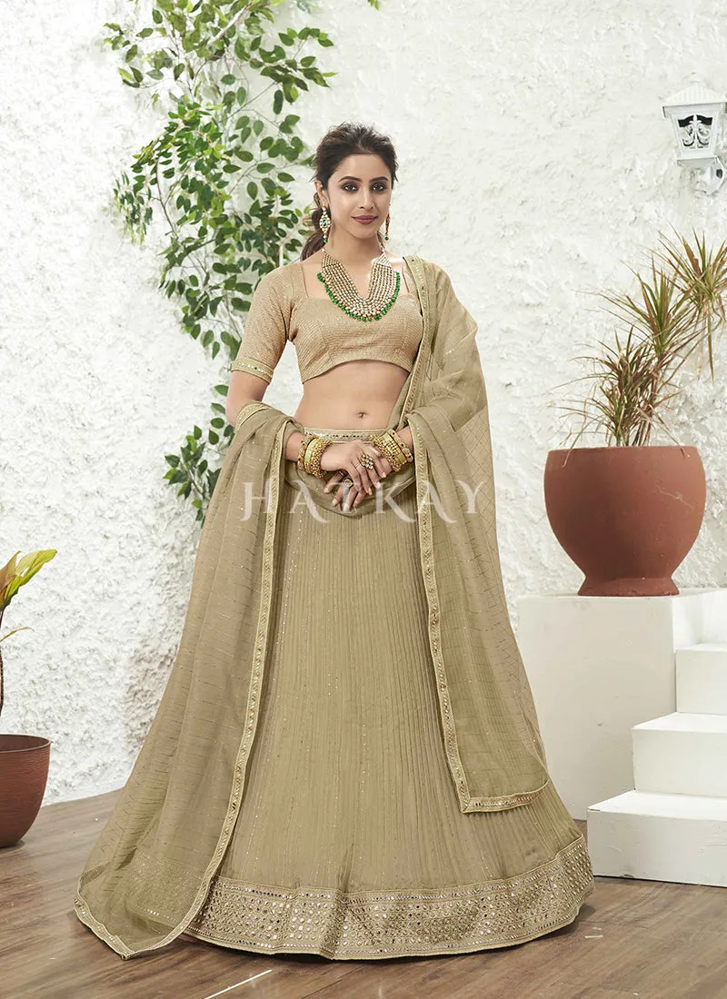 Bisque Beige Embroidered Bollywood Lehenga Choli