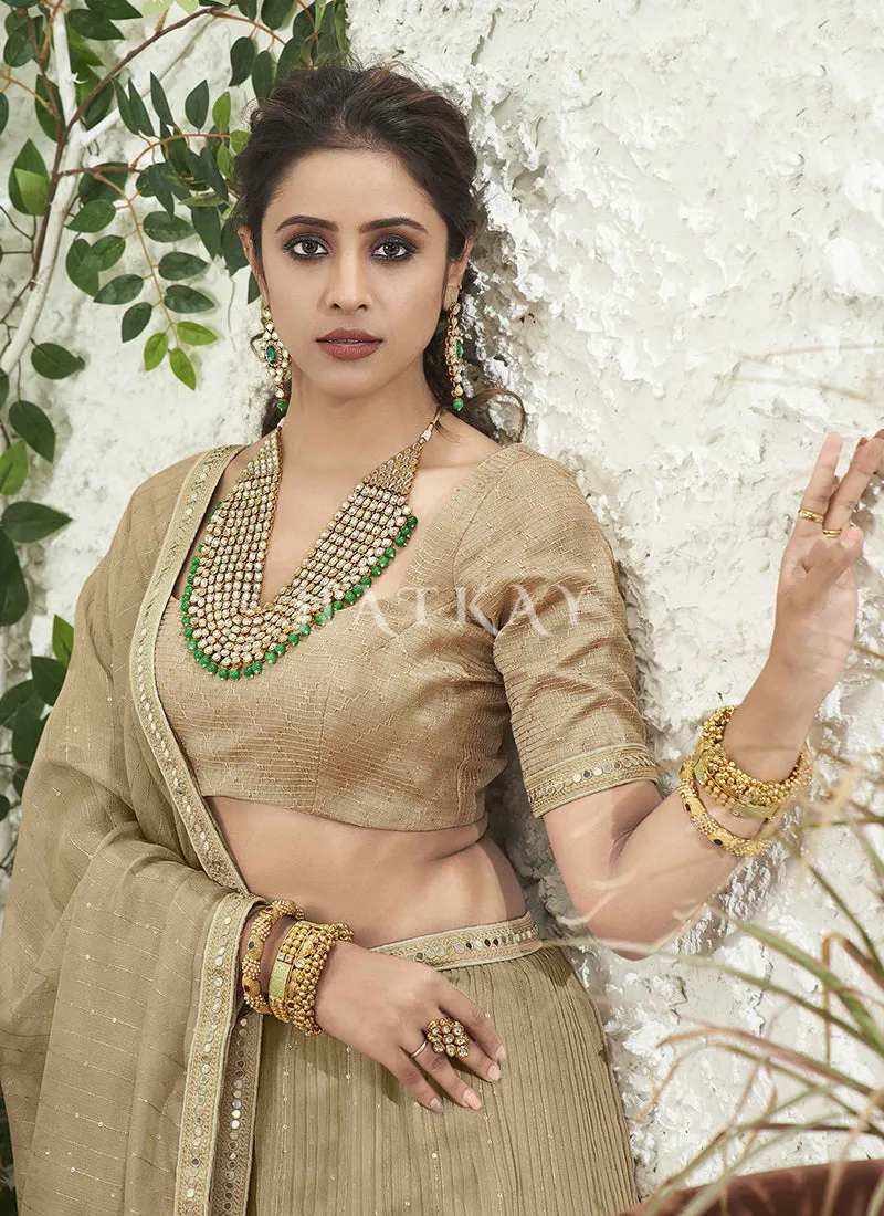 Bisque Beige Embroidered Bollywood Lehenga Choli