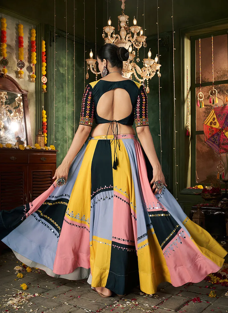 Black Multicolored Kutchi Embroidered Rajwadi Chaniya Choli