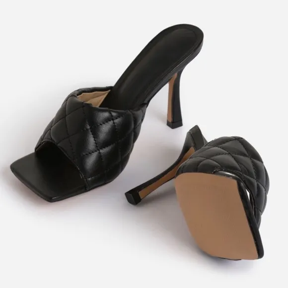 Black Quilted High Heels