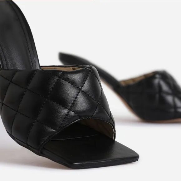 Black Quilted High Heels