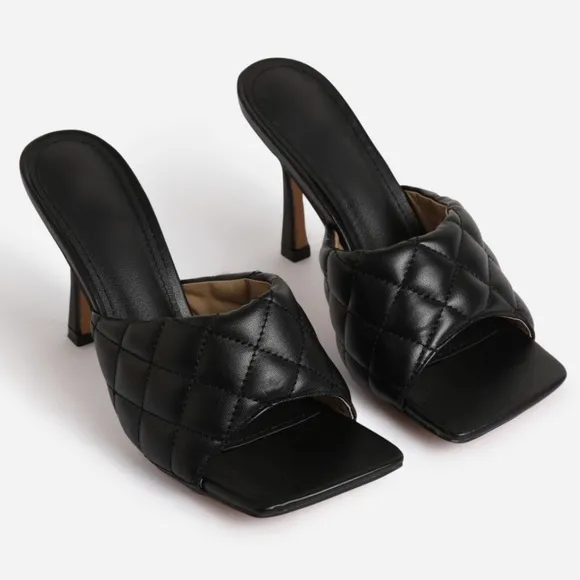 Black Quilted High Heels