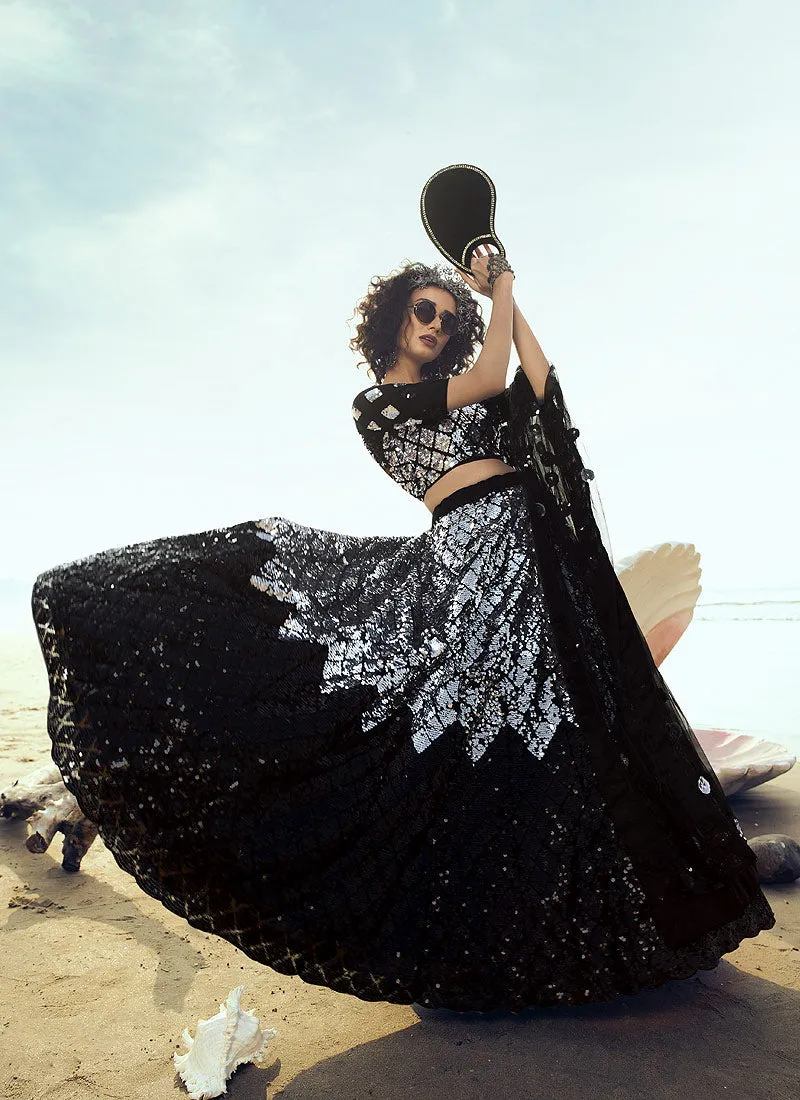 Black Sequence Embroidered Lehenga Choli