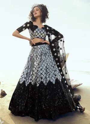 Black Sequence Embroidered Lehenga Choli