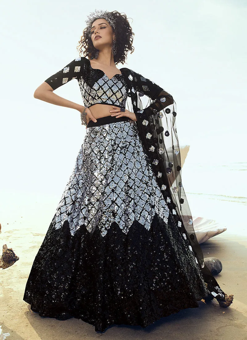 Black Sequence Embroidered Lehenga Choli