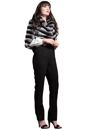 Black Velvet Diagonal Chinchilla Fur Cape