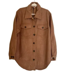 BlankNYC Women’s Classic Wool Shirt Jacket Camel Large NWT Fall Cozy Minimalist