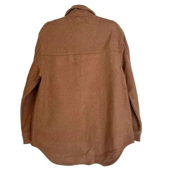 BlankNYC Women’s Classic Wool Shirt Jacket Camel Large NWT Fall Cozy Minimalist