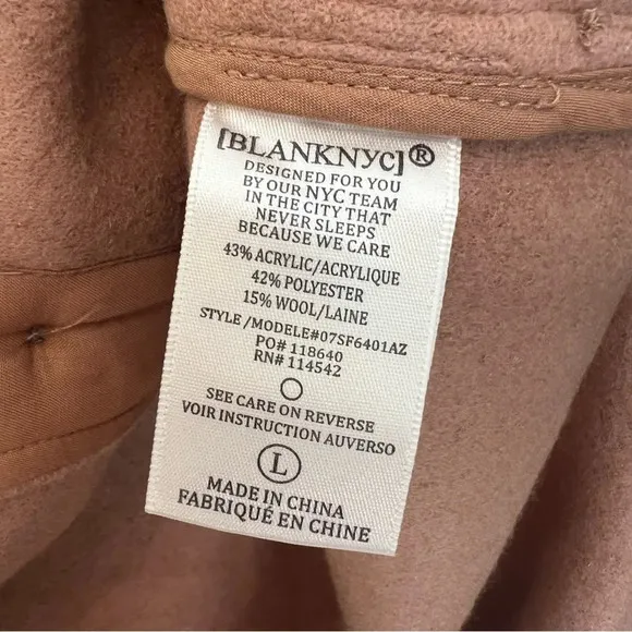 BlankNYC Women’s Classic Wool Shirt Jacket Camel Large NWT Fall Cozy Minimalist