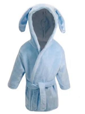Blue Bunny Ears Childrens Hooded Dressing Gown - 6 Months to 18 Months