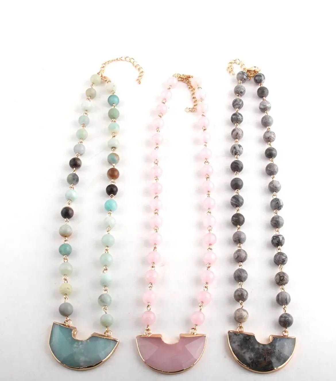 Boho & Mala Natural Tribal Short Rose Quartz Stone Necklace TN100119