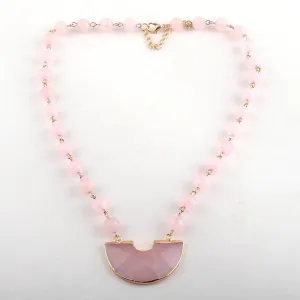 Boho & Mala Natural Tribal Short Rose Quartz Stone Necklace TN100119