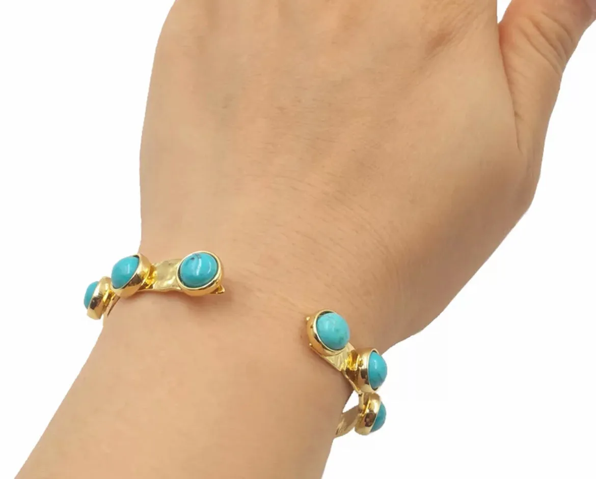 Boho & Mala Turquoise Gold Cuff Bracelet DCB1009