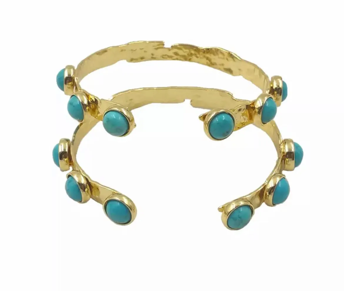 Boho & Mala Turquoise Gold Cuff Bracelet DCB1009