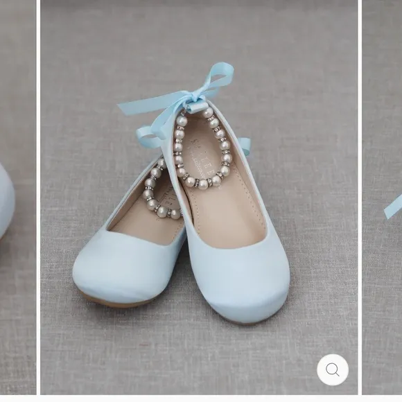 Brand new Girls Satin Flats with Pearls
