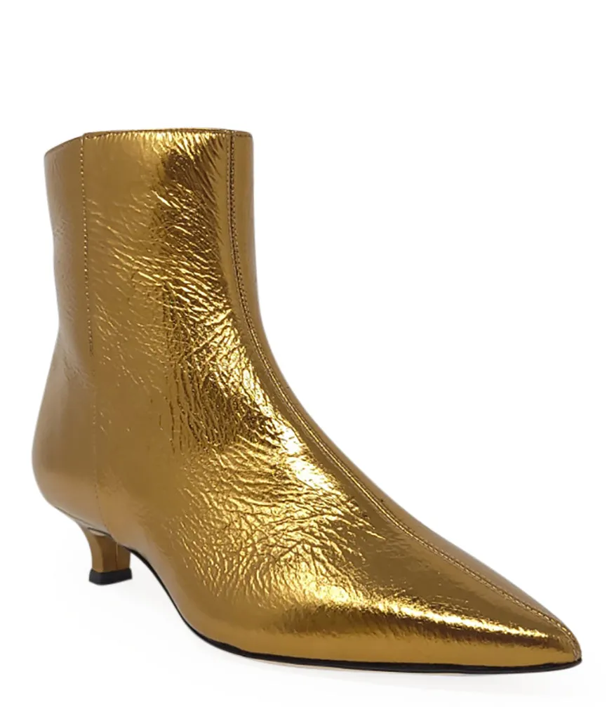 Bronze Kitten Heel Ankle Boot
