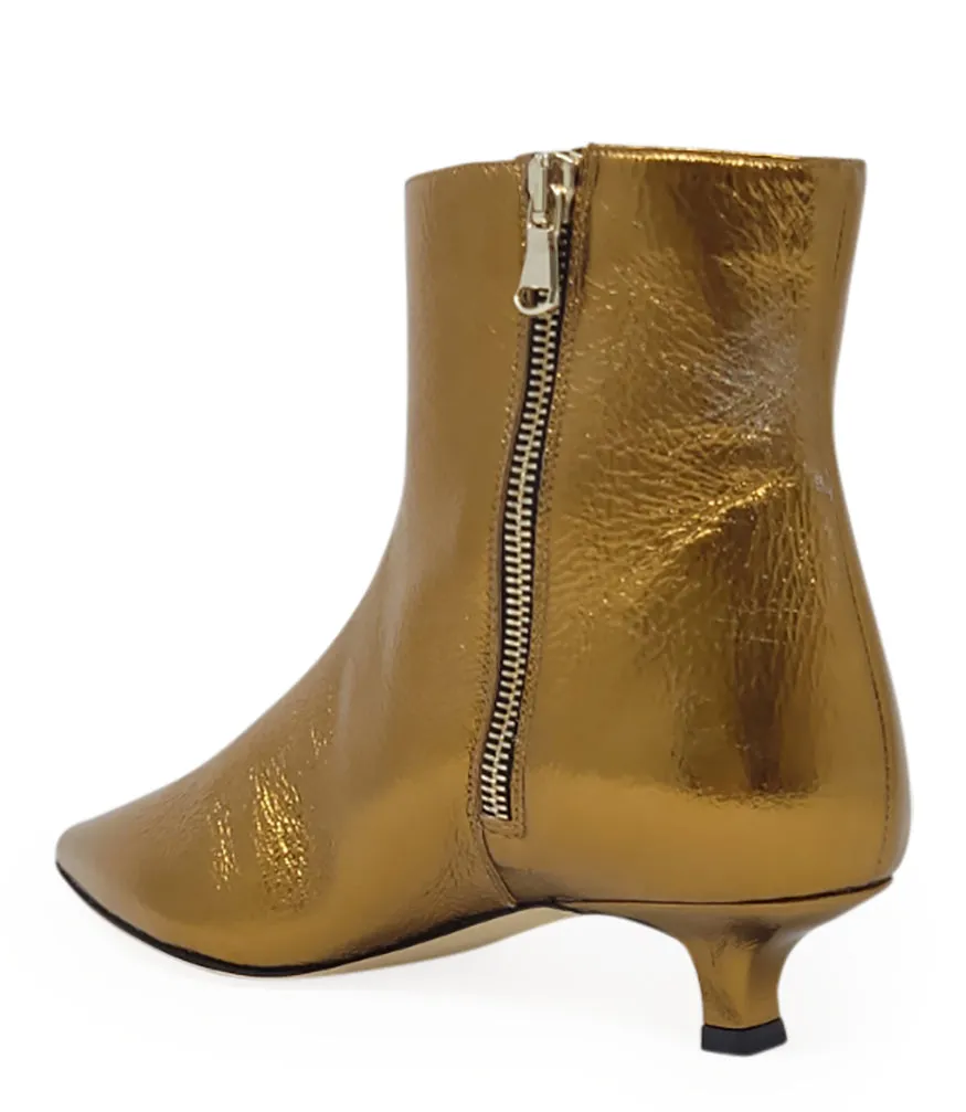 Bronze Kitten Heel Ankle Boot