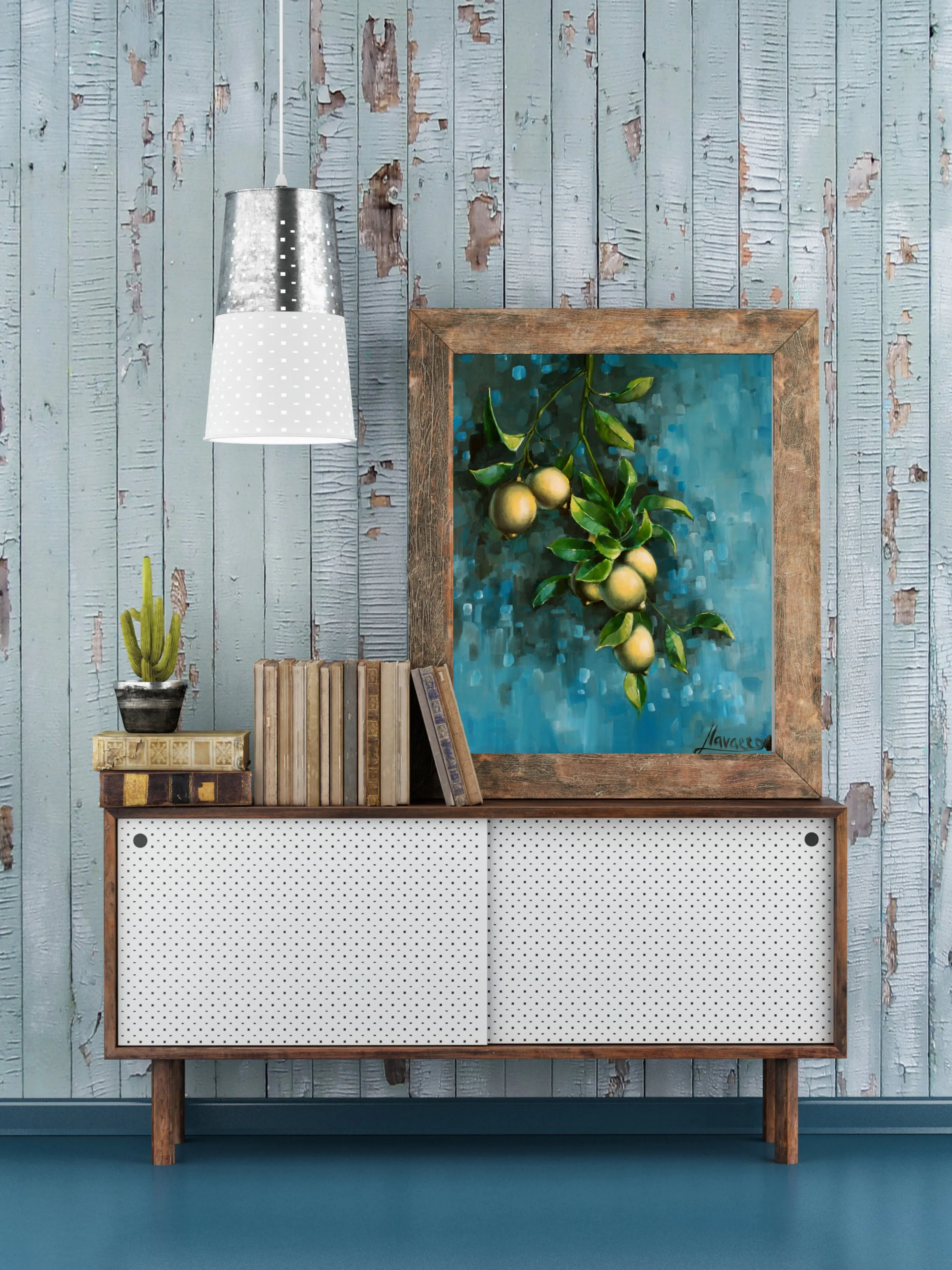 “Bunch Of Lemons” Print On Watercolor Canvas Wall Art