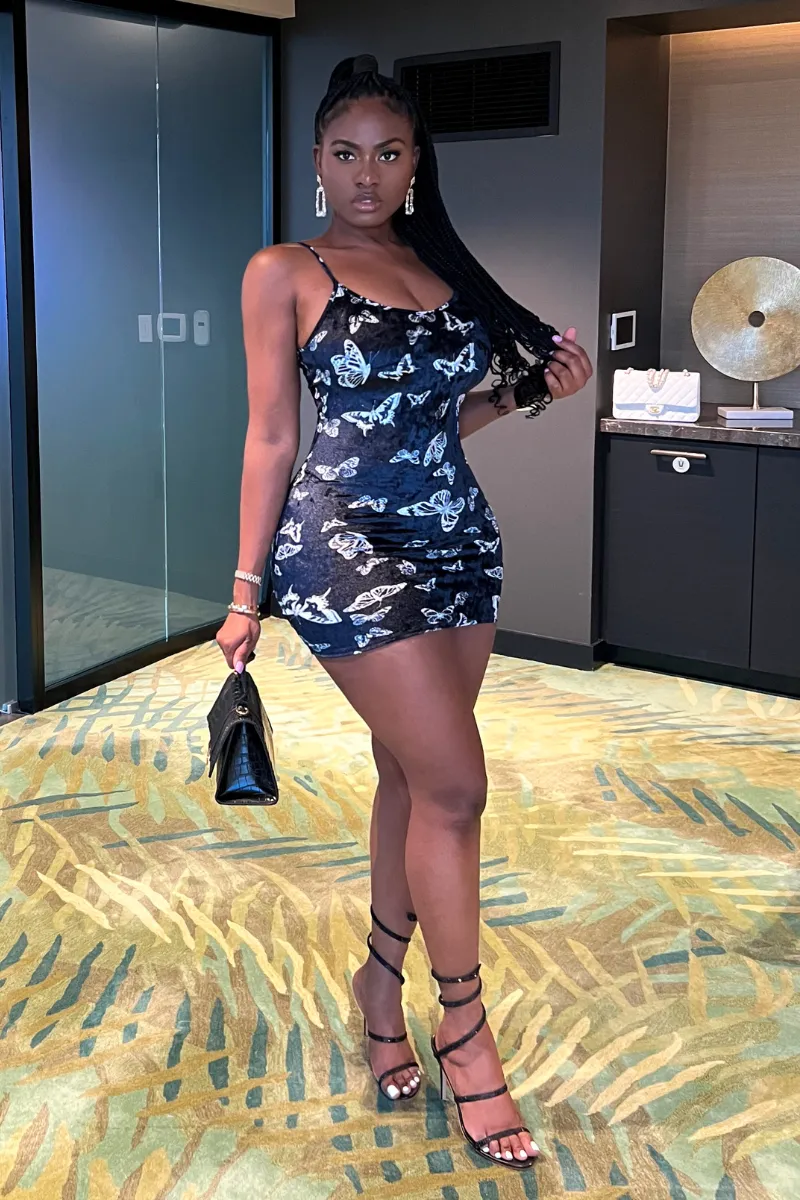 BUTTERFLY VELVET MINI | DRESS
